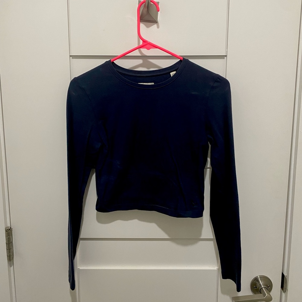 Jack Wills Navy Long Sleeve Crop Top